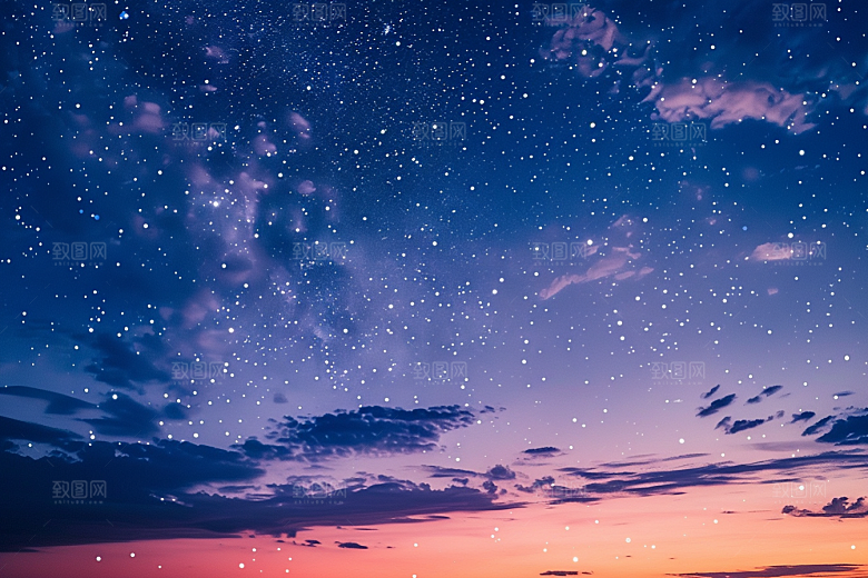 灿烂星空夜景唯美素材