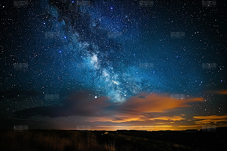 灿烂星空夜晚梦幻素材