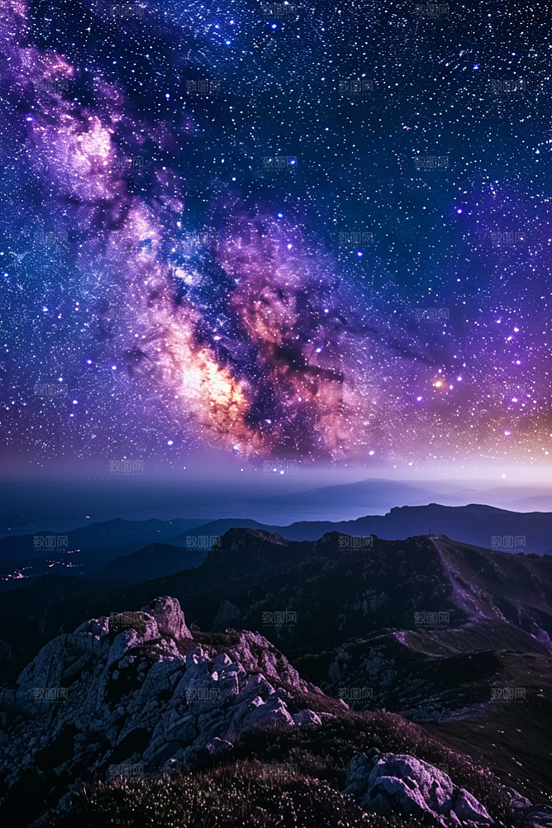 灿烂星空太阳系夜景素材