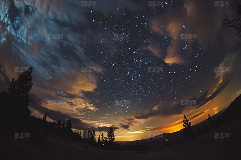 灿烂星空梦幻银河素材