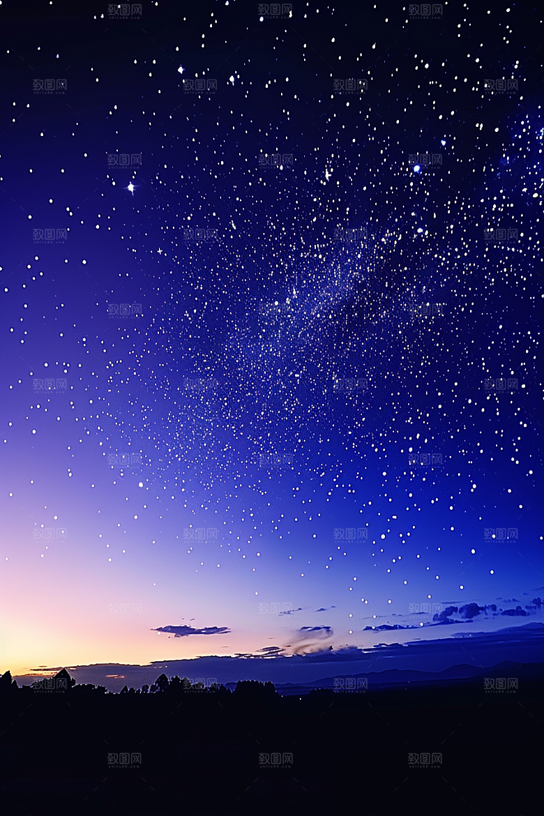 灿烂星空夜景银河素材