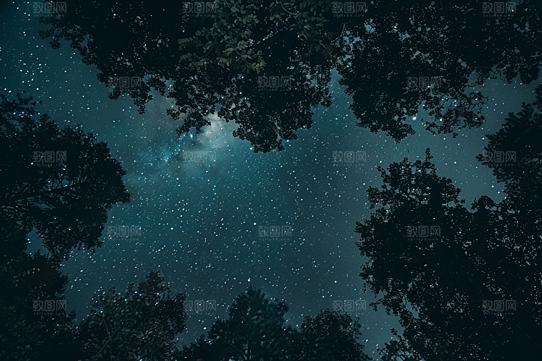 灿烂星空夜景银河素材