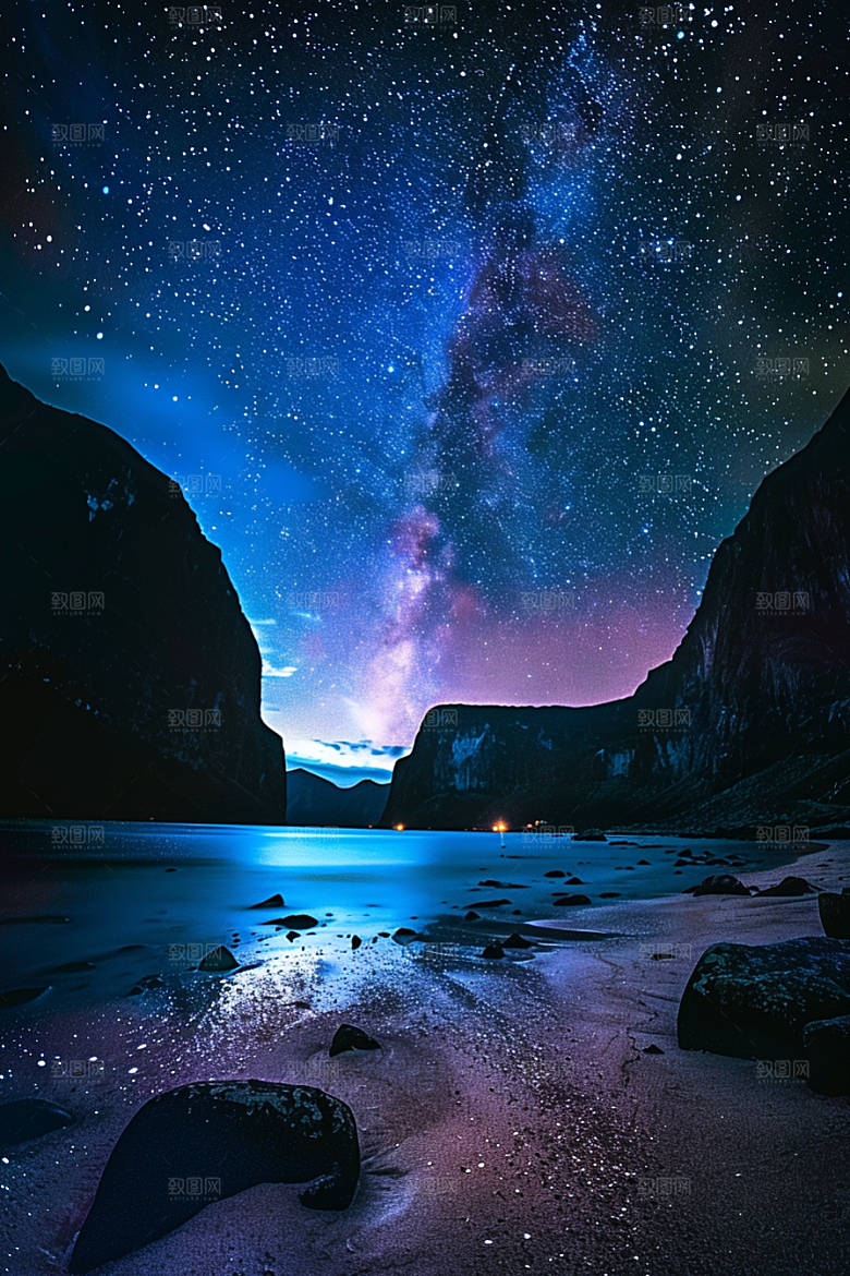 灿烂星空夜晚浪漫素材