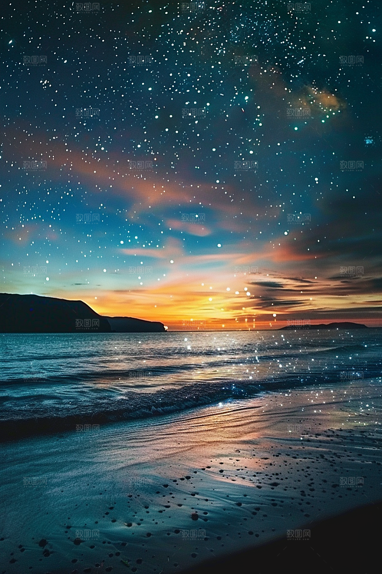 灿烂星空梦幻夜景素材