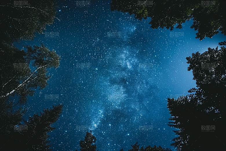 灿烂星空唯美夜景素材