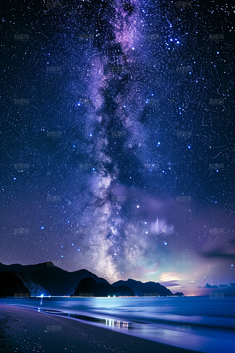灿烂星空银河夜晚素材