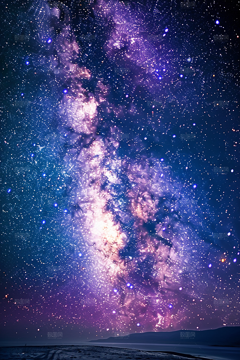 灿烂星空夜景唯美素材