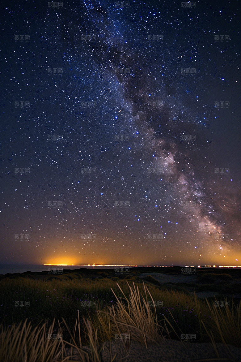 灿烂星空夜晚银河素材