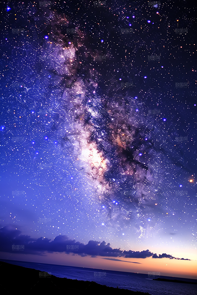 灿烂星空梦幻夜晚素材