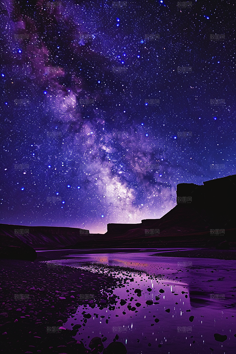 灿烂星空太阳系夜景素材