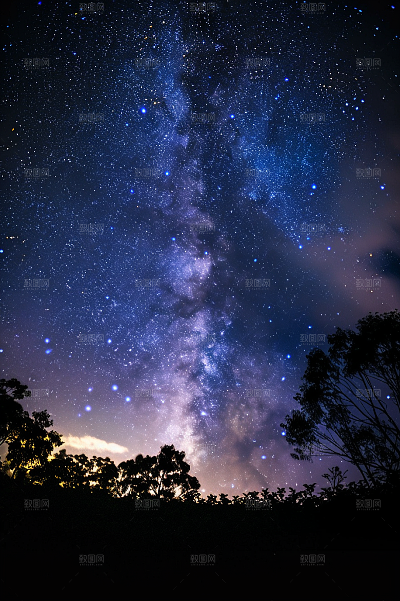灿烂星空夜晚唯美素材