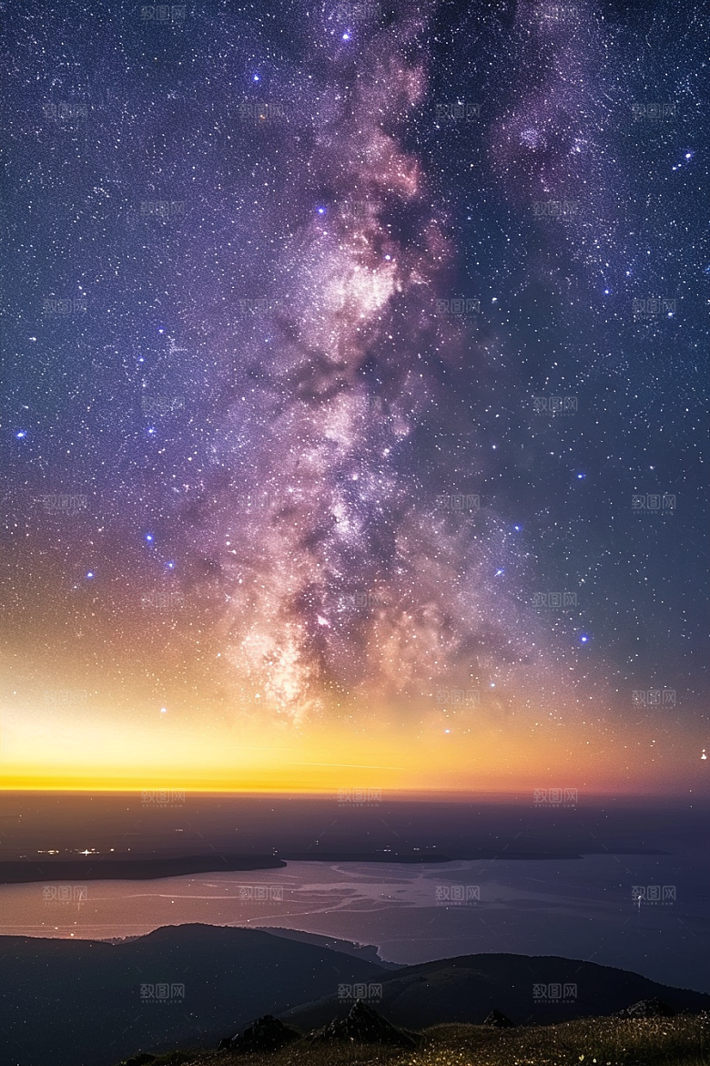 灿烂星空夜晚浪漫素材