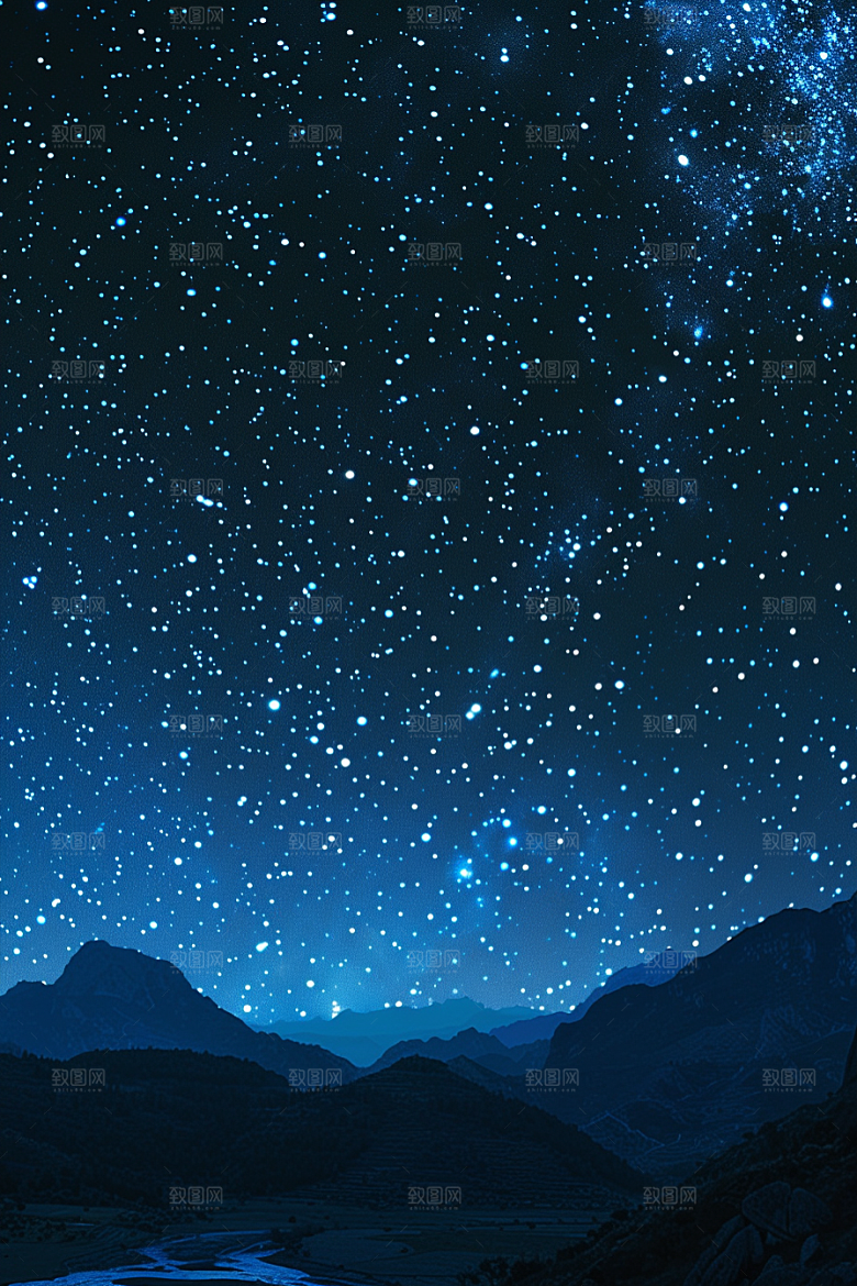 灿烂星空夜晚唯美素材
