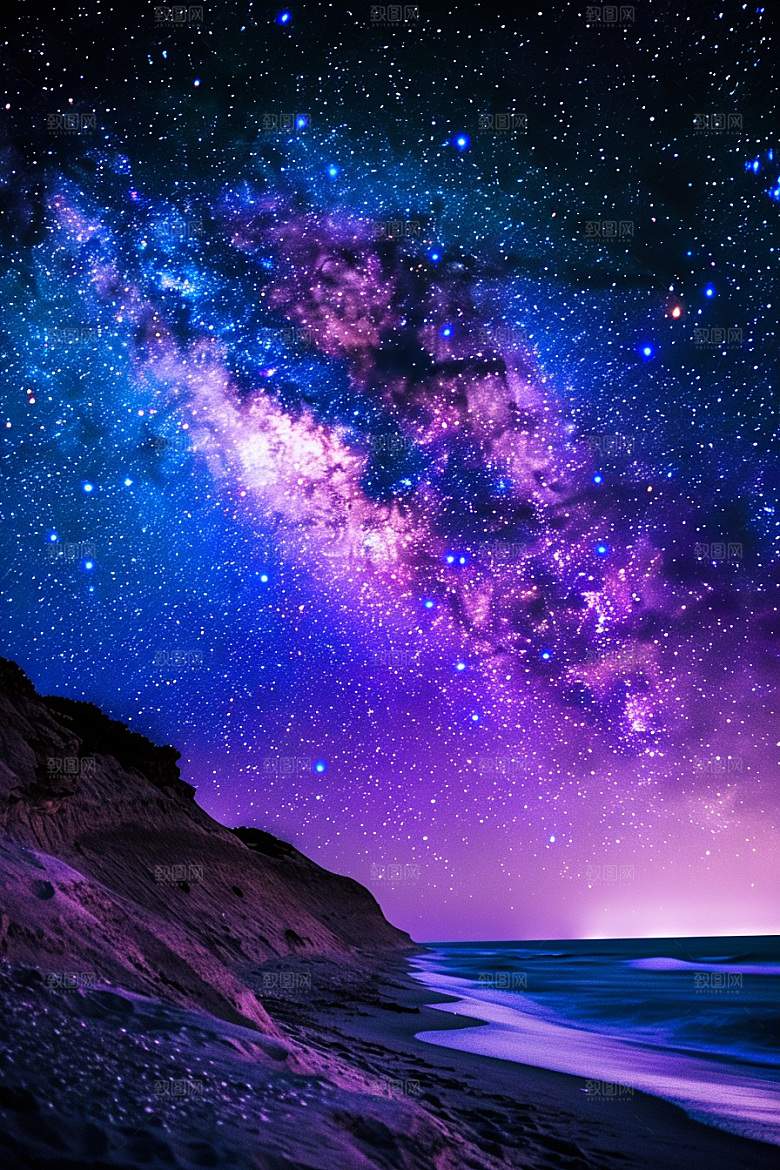 灿烂星空夜晚夜景素材