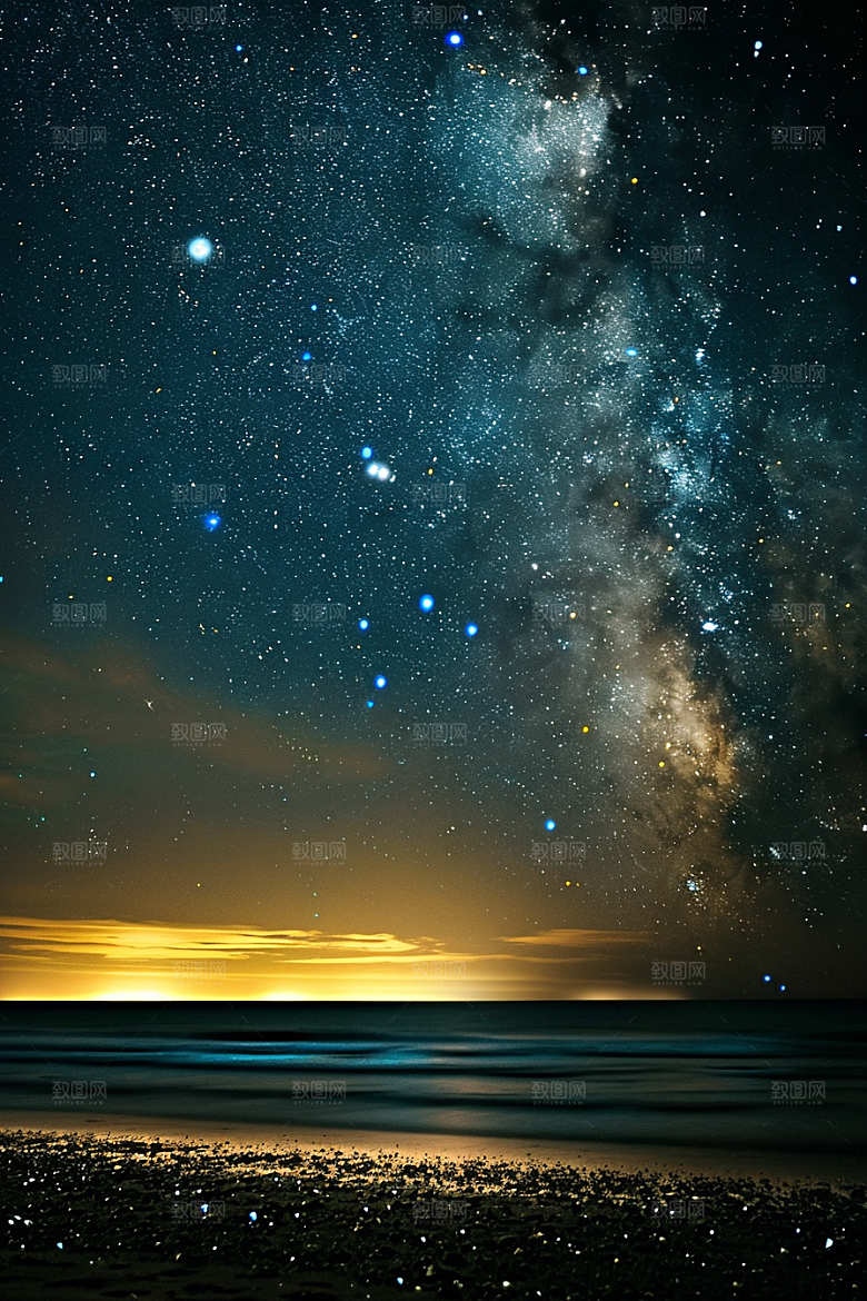 灿烂星空夜晚夜景素材