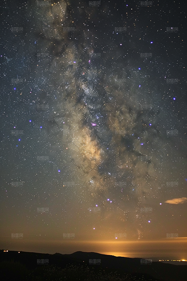 灿烂星空夜景唯美素材