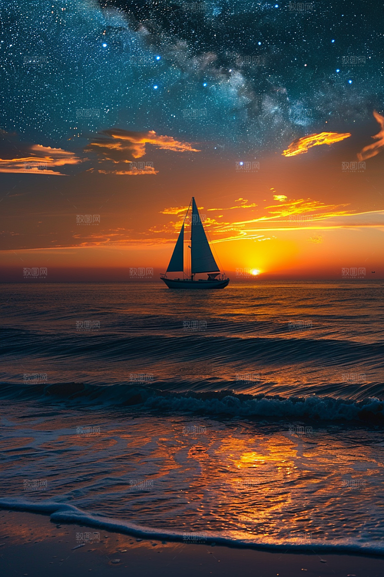 灿烂星空太阳系浪漫素材