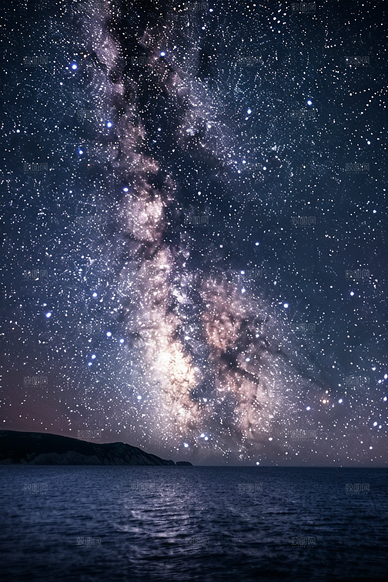 灿烂星空夜景唯美素材