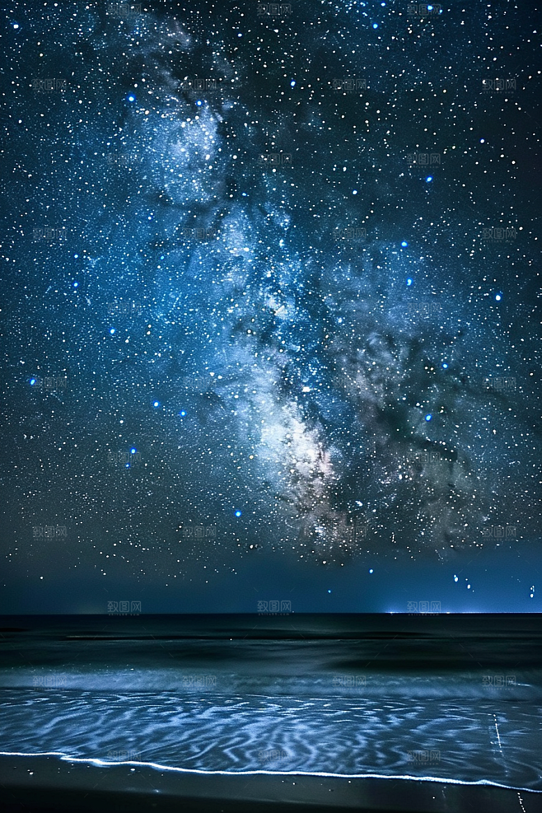 灿烂星空夜晚梦幻素材