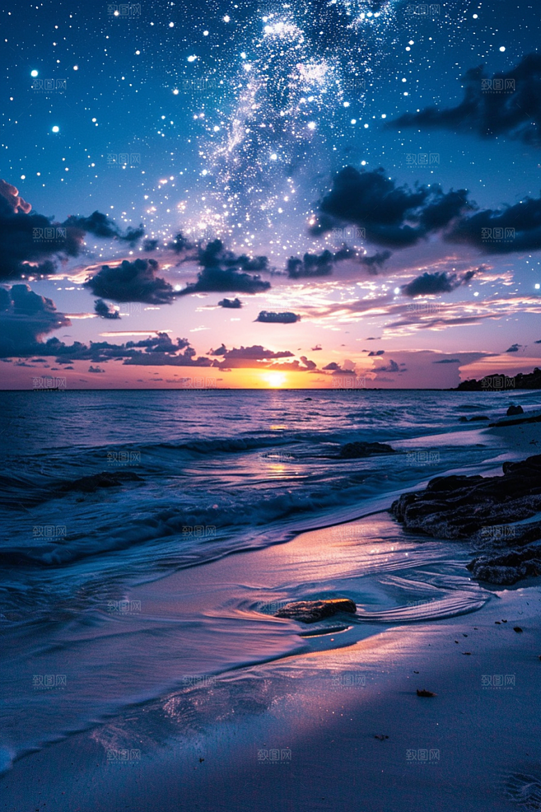 灿烂星空高清夜晚素材