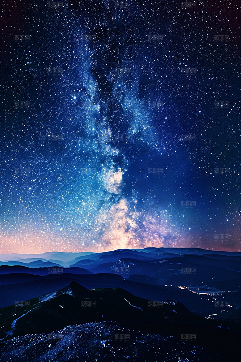 灿烂星空夜景梦幻素材
