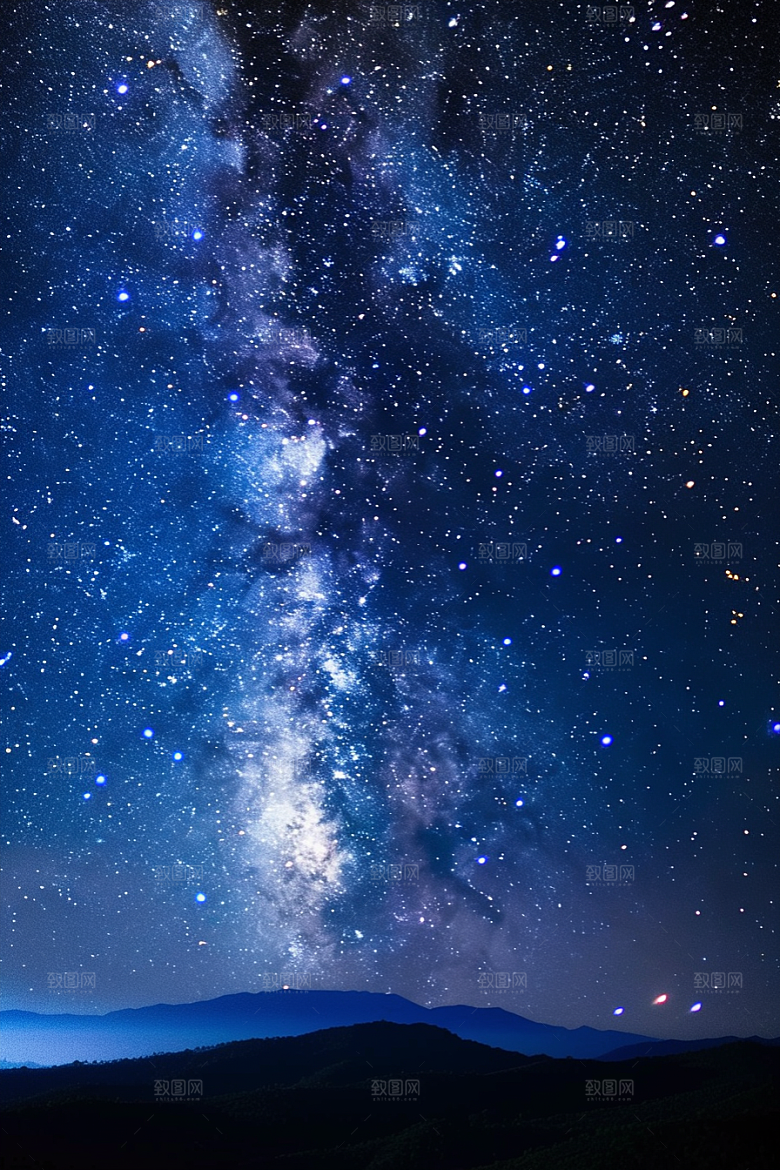 灿烂星空夜景唯美素材