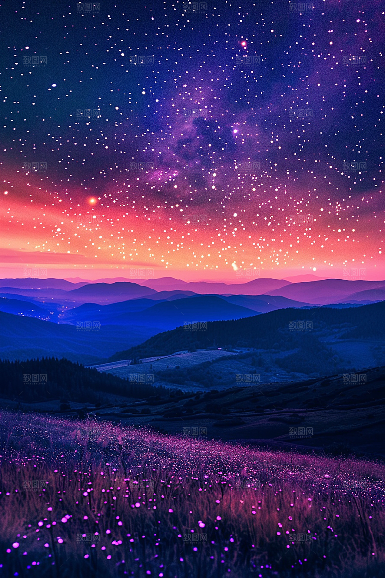 灿烂星空太阳系夜景素材