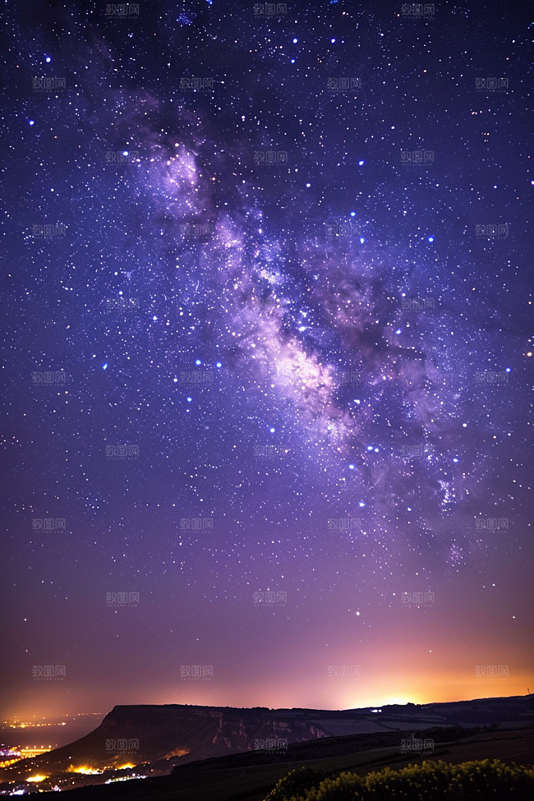 灿烂星空夜景浪漫素材