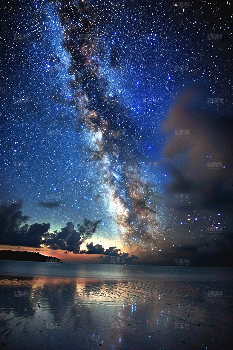 灿烂星空银河天空素材