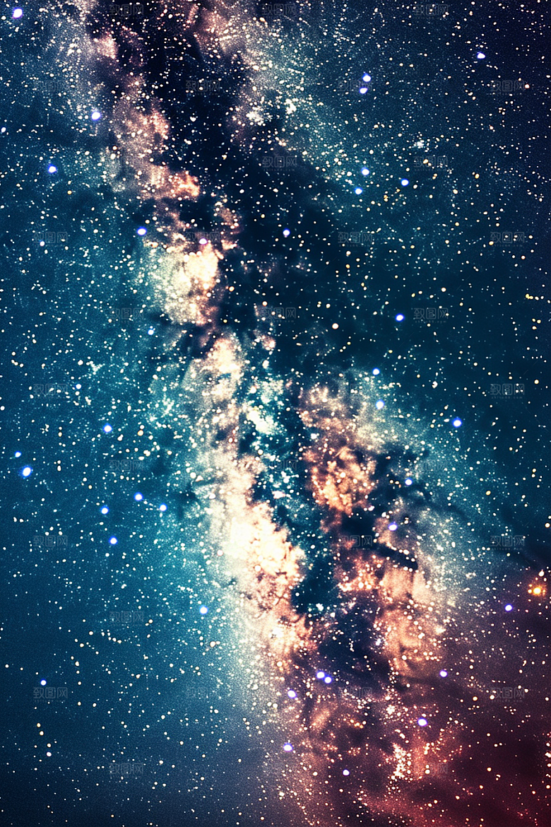 灿烂星空夜景太阳系素材