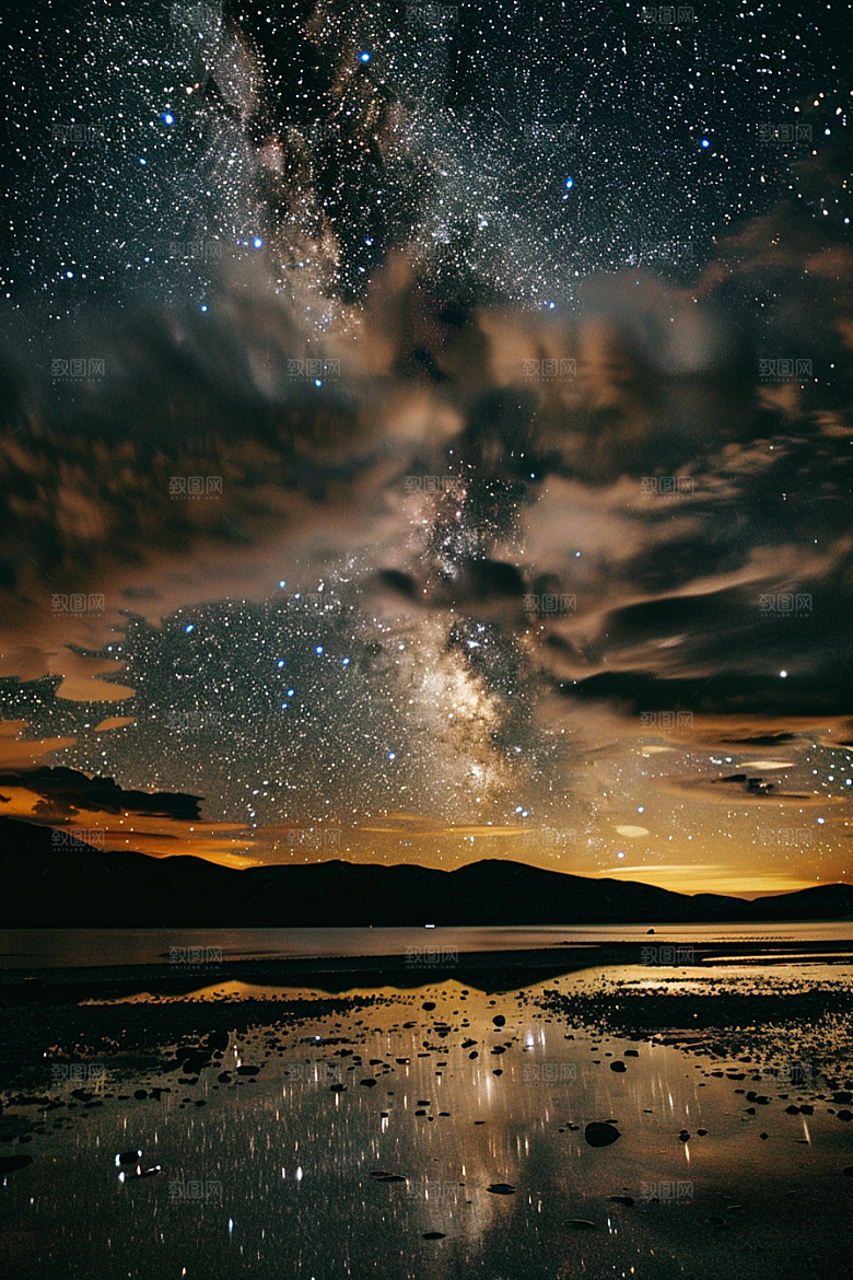 灿烂星空夜景宇宙素材