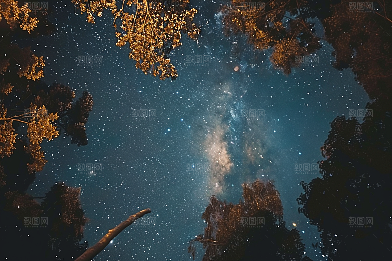 灿烂星空夜景银河素材