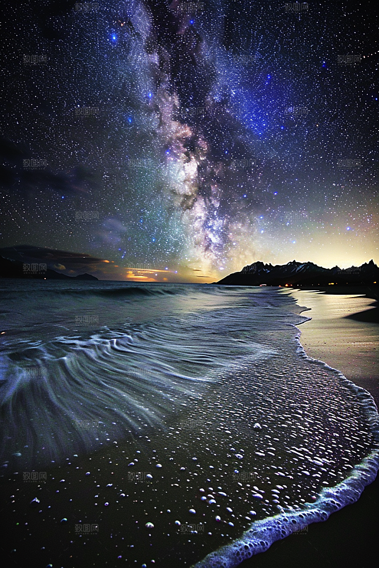 灿烂星空夜晚浪漫素材