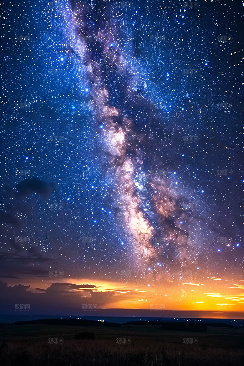 灿烂星空夜晚银河素材