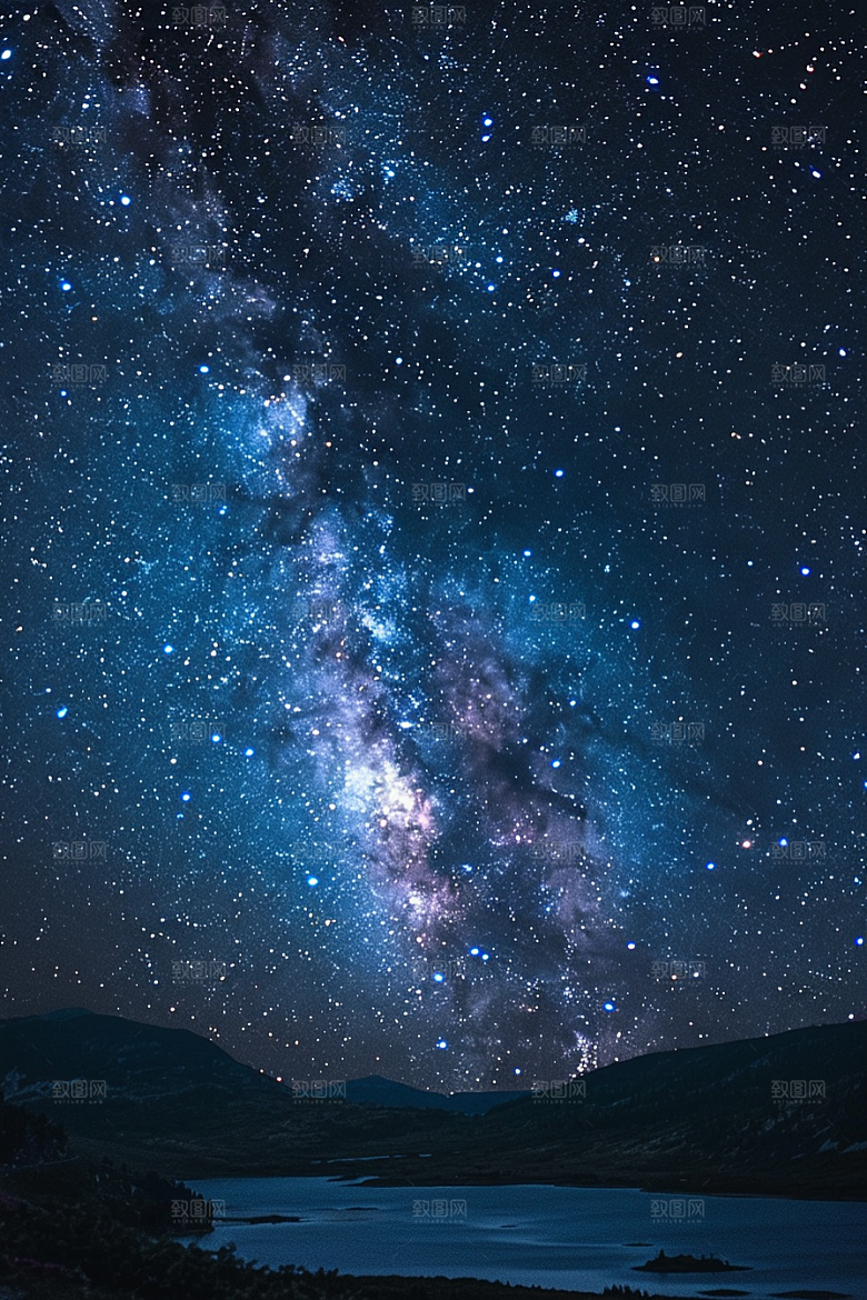 灿烂星空梦幻夜景素材