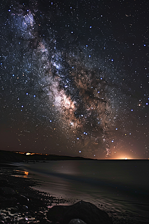 灿烂星空夜景宇宙素材