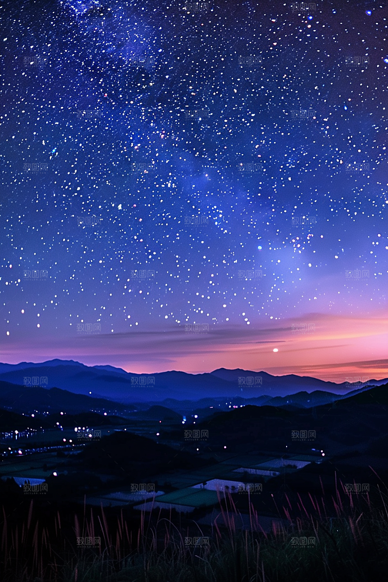 灿烂星空夜景高清素材