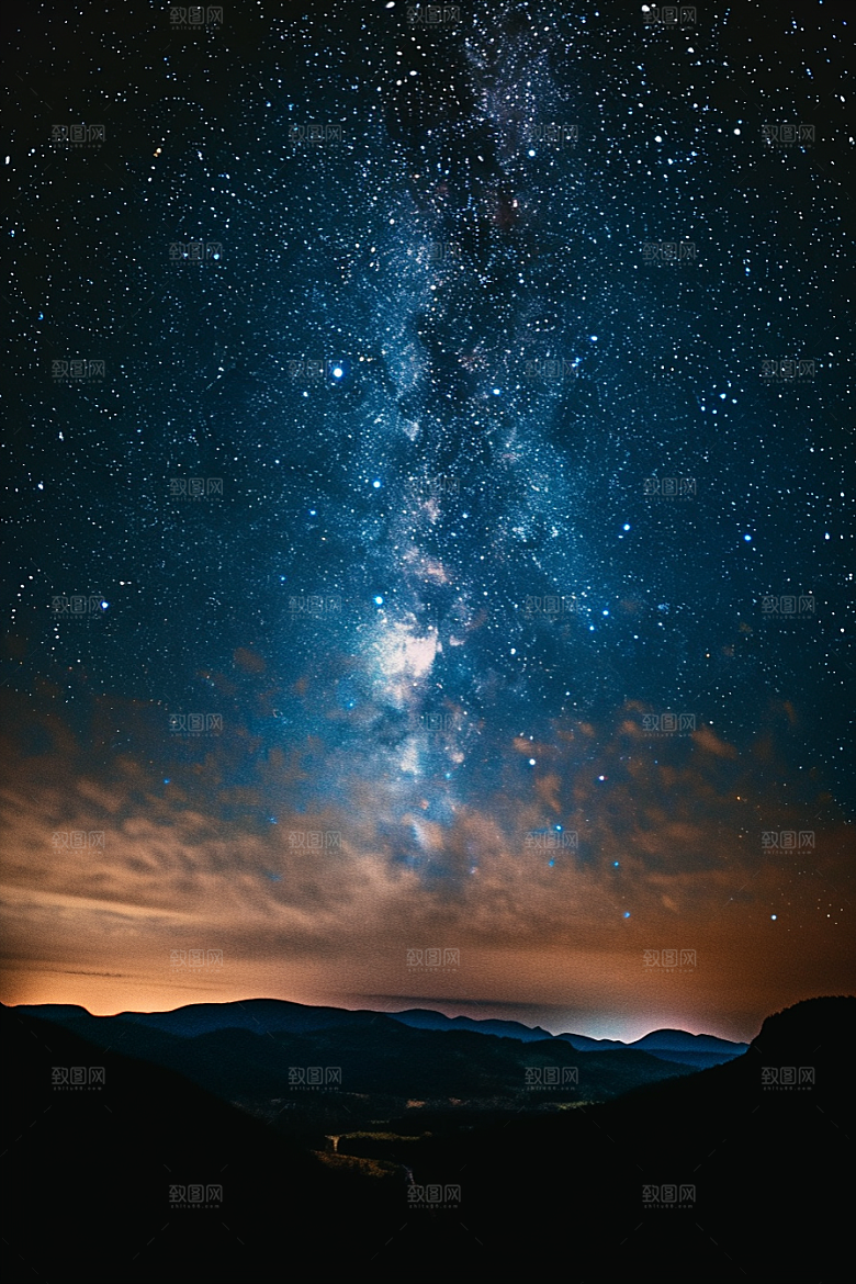 灿烂星空夜晚梦幻素材