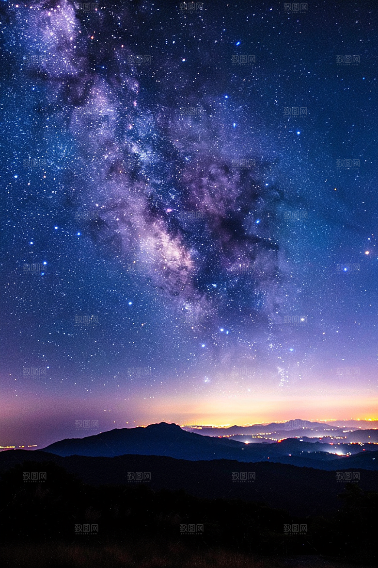 灿烂星空夜景夜晚素材