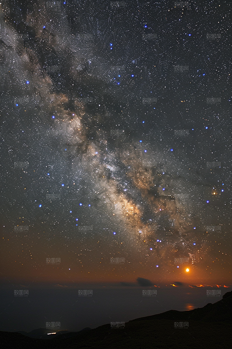 灿烂星空唯美夜晚素材