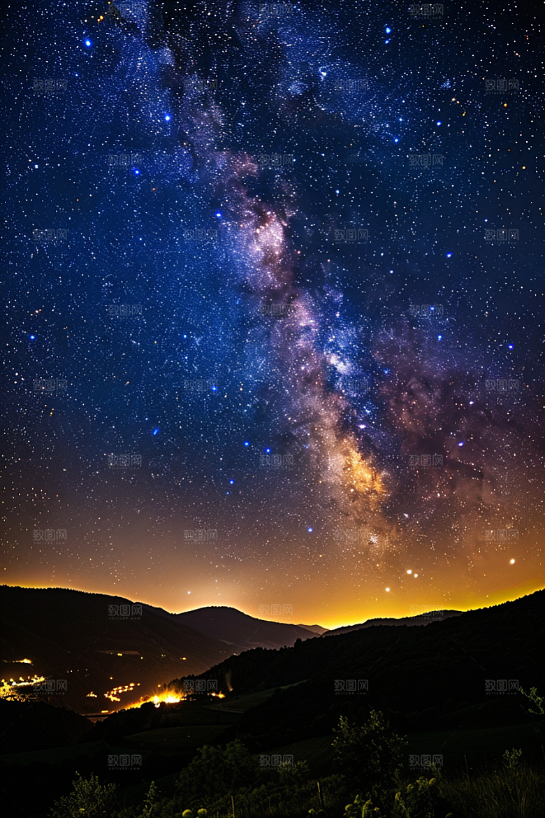 灿烂星空银河天空素材