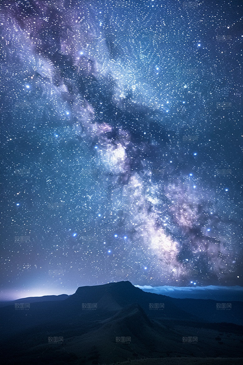 灿烂星空夜晚高清素材