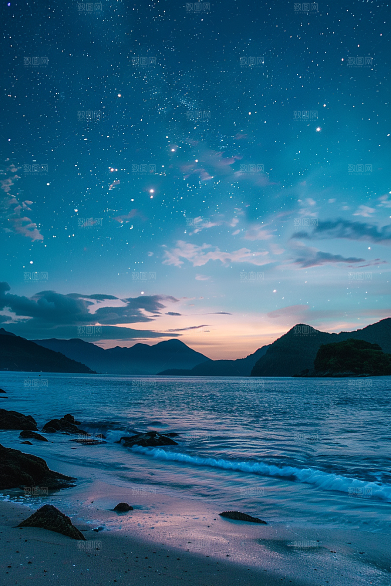 灿烂星空浪漫夜景素材