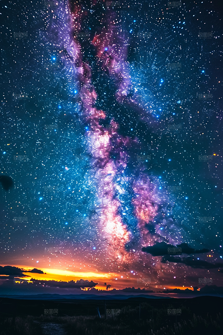 灿烂星空夜晚高清素材