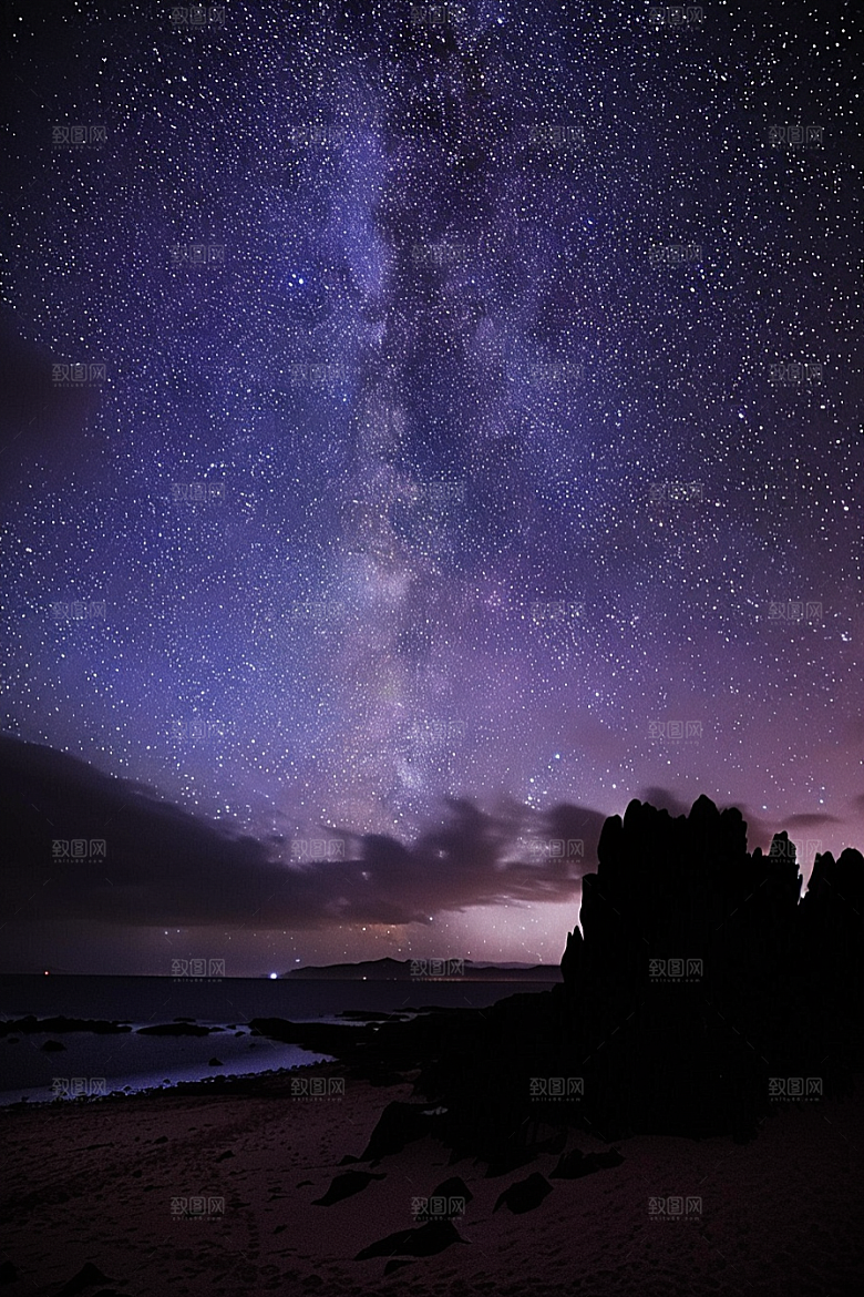 灿烂星空夜景唯美素材