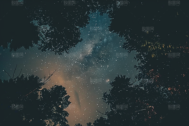 灿烂星空夜景夜晚素材