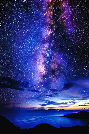 灿烂星空天空夜景素材