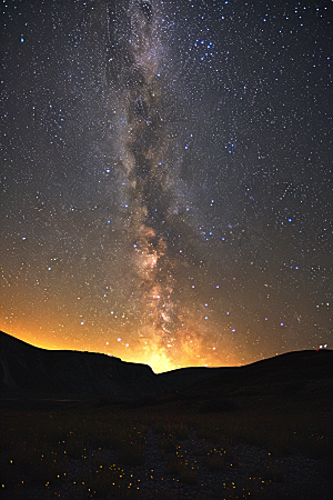 灿烂星空星辰夜景素材