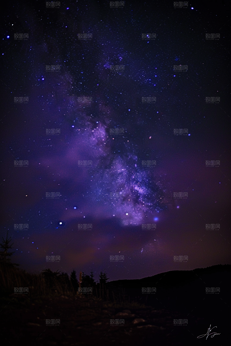 灿烂星空夜景银河素材
