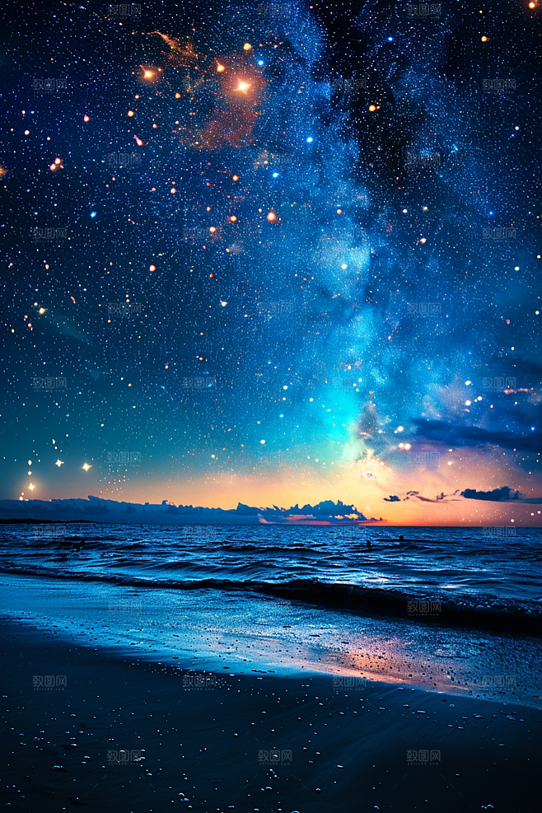 灿烂星空银河天空素材